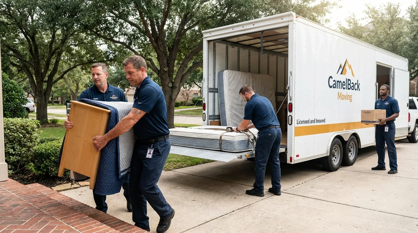 Crew loading residential truck for cross-state move from Tuskegee, AL