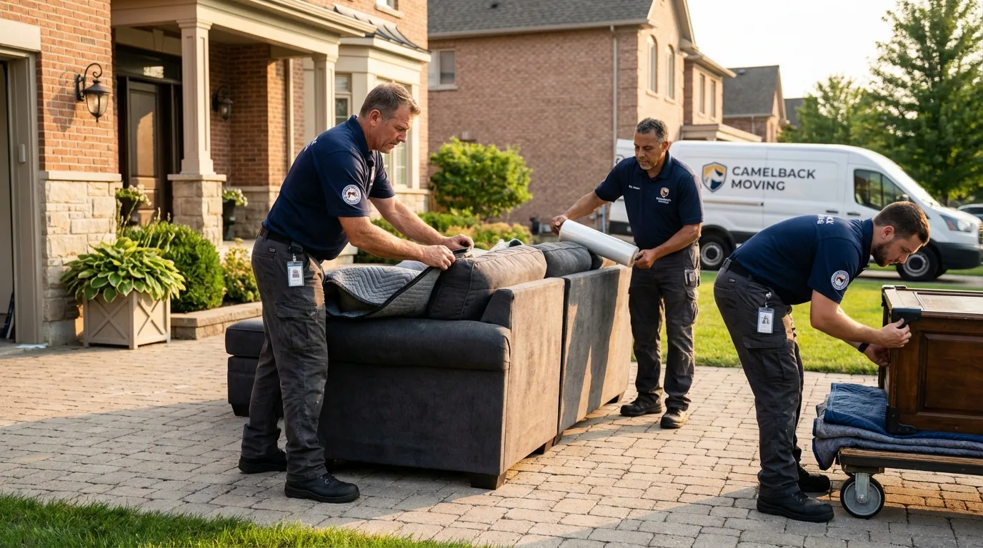 Large estate moving crew wrapping furniture in Tuskegee, AL